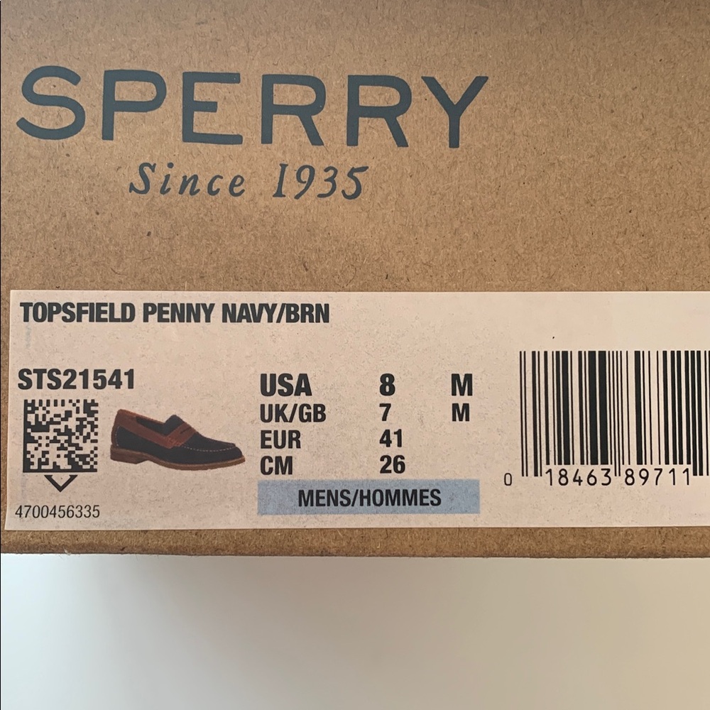 Sperry Men's Navy and Tan Slip-On Loafers 8 - Picture 4 of 4